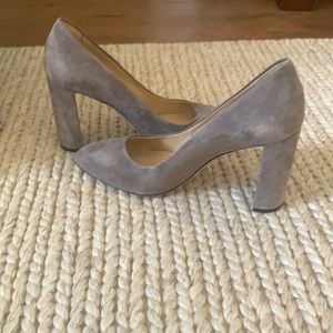 Gray suede pumps